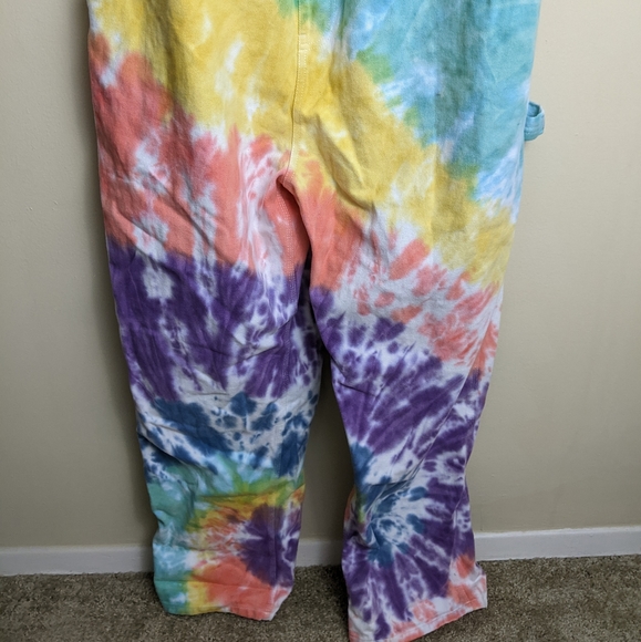 Dolls Kill rainbow tie dye plus size overalls - Picture 3 of 7